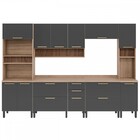 Cozinha Completa Avelã 14 Portas 2 Gavetas Mel/grafite - Tela