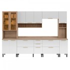 Cozinha Completa Avelã 15 Portas 2 Gavetas Com Vidro Mel/bran