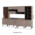 Cozinha Completa Caiena 15 Portas 3 Gavetas Com Vidro Mel/fum