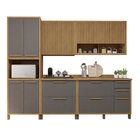 Cozinha Completa Com 2 Aéreos, 1 Paneleiro Porta De Vidro E 2