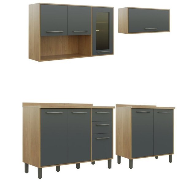 Cozinha Completa Com 2 Armários 1 De Geladeira E 1 Com 3 Port