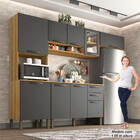 Cozinha Completa Com 4 Peças Nicho Carvalho Com Grafite