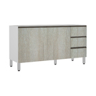Cozinha Completa com Gabinete Armário Superior Basculante com Porta Reflecta Torre Quente e Paneleiro Legno Crema Spring