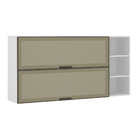 Cozinha Completa com Gabinete Armário Superior Basculante com Porta Reflecta Torre Quente e Paneleiro Legno Crema Spring