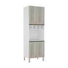 Cozinha Completa com Gabinete Armário Superior Basculante com Porta Reflecta Torre Quente e Paneleiro Legno Crema Spring