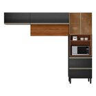 Cozinha Completa Com Aéreo 3 Peças Mdf Proença Nogueira/carbo