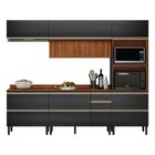 Cozinha Completa Com Aéreo 5 Peças Mdf Proença Nogueira/carbo