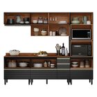 Cozinha Completa Com Aéreo 5 Peças Mdf Proença Nogueira/carbo