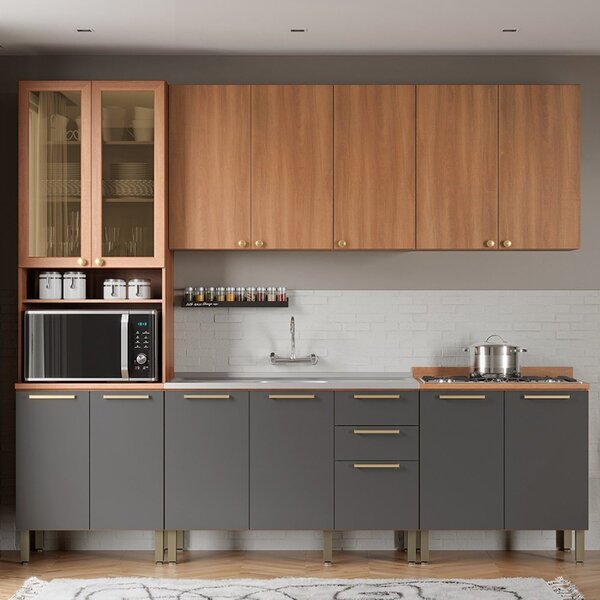 Cozinha Completa Com Armário E Balcão De Pia Sálvia Freijó/gr