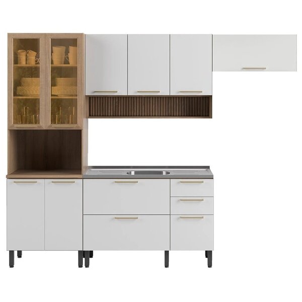 Cozinha Completa Com Armário E Balcão Para Pia Mel/branco