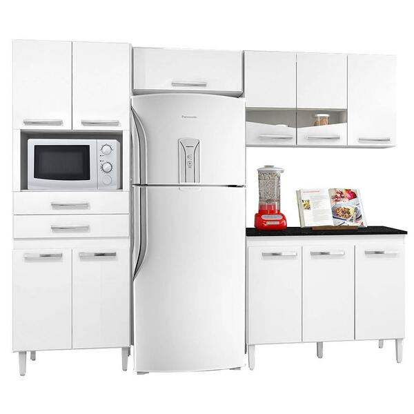 Cozinha Completa Com Balcão 11 Portas Livia Branco