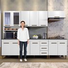 Cozinha Completa Com Vidro Reflecta 12 Portas 3 Gavetas E Bal
