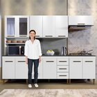Cozinha Completa Com Vidro Reflecta 12 Portas 3 Gavetas E Bal