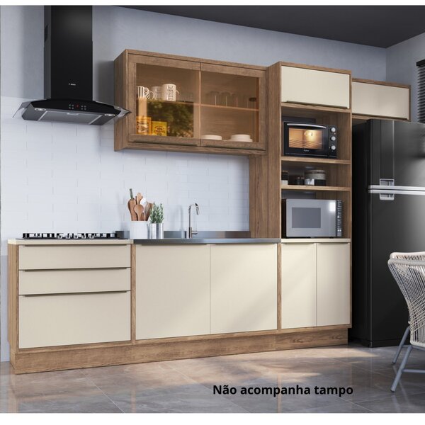 Cozinha Completa Com Vidro Reflecta 5 Peças 8 Portas Viena Fr