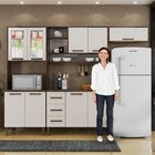 Cozinha Completa Com Vidro Reflecta 9 Portas 3 Gavetas Vitori