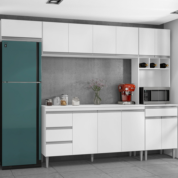 Cozinha Completa Compacta 280cm Madrid Branco - Montanaris De