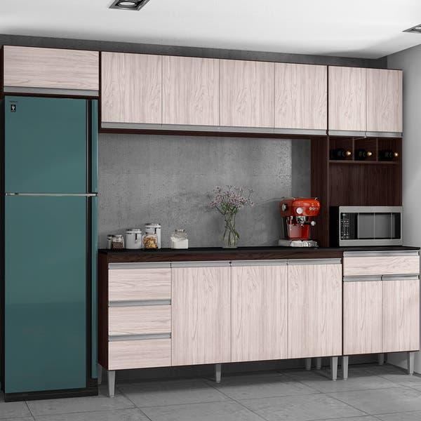 Cozinha Completa Compacta 280cm Madrid Castanho - Montanaris Decor ...