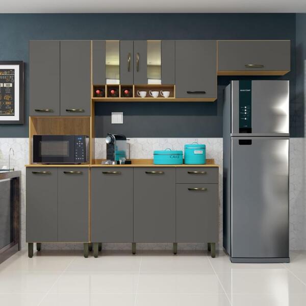 Cozinha Completa Compacta 4 Peças 9 Portas 1 Gaveta 3 Pratele
