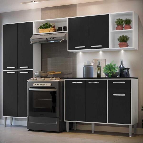 Cozinha Completa Compacta C/ 3 Leds, Armário E Balcão C/ Tamp