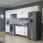 Cozinha Completa 5 Módulos com Gavetas, Armário Aéreo, Torre e Balcão MDF Cristal Branca Luciane