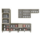 Cozinha Completa De 06 Peças Com Aéreo De Vidro E Ilha Gourme