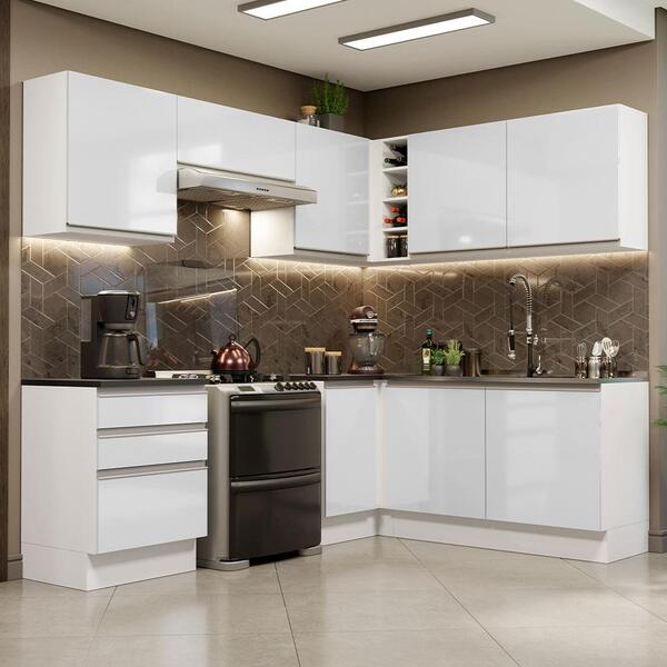 Cozinha Completa De Canto 100% Mdf Madesa Acordes 409001 Armá