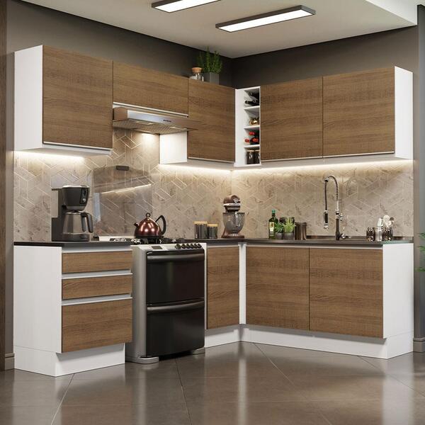 Cozinha Completa De Canto 100% Mdf Madesa Acordes 409001 Com