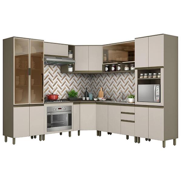 Cozinha Completa De Canto 10 Peças Évelin Com Balcão Forno De