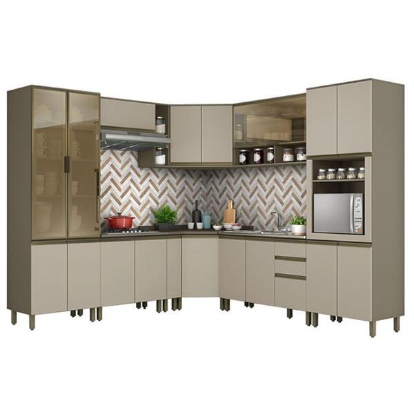 Cozinha Completa De Canto 10 Peças Évelin Com Torre Quente -