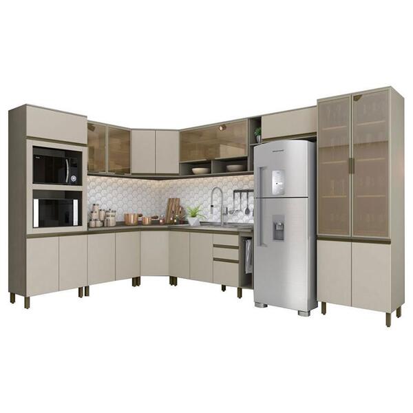 Cozinha Completa De Canto 11 Peças Connect Com Cristaleira -