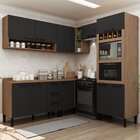 Cozinha Completa De Canto 6 Módulos Genialflex Ébano/preto