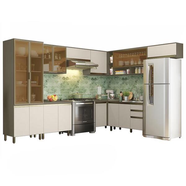 Cozinha Completa De Canto 9 Peças Connect Com Cristaleira - M