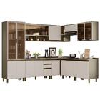 Cozinha Completa De Canto 9 Peças Évelin Com Cristaleira E Aé