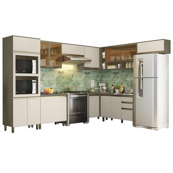 Cozinha Completa De Canto 9 Peças Évelin Com Torre Quente 2 F