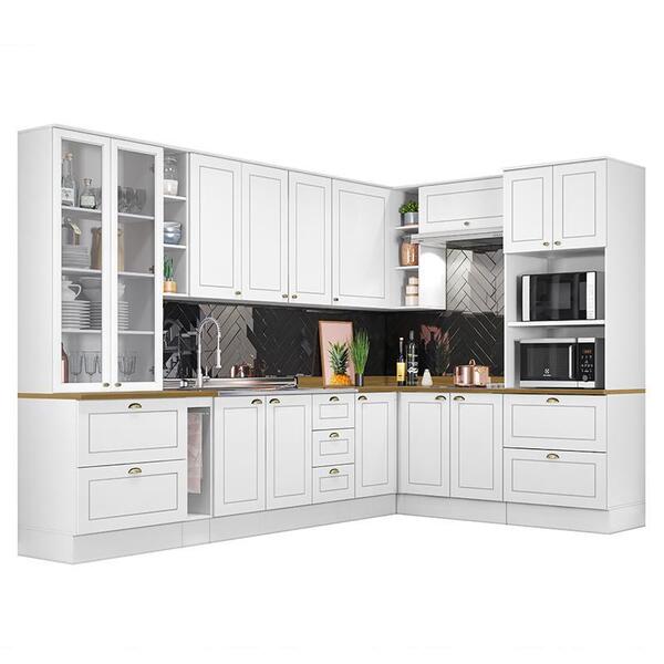 Cozinha Completa De Canto Americana 10 Peças Com Cristaleira