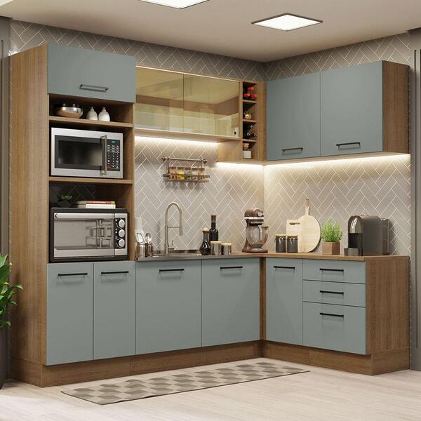 Cozinha Completa De Canto Madesa Agata 399001 Com Armário E B