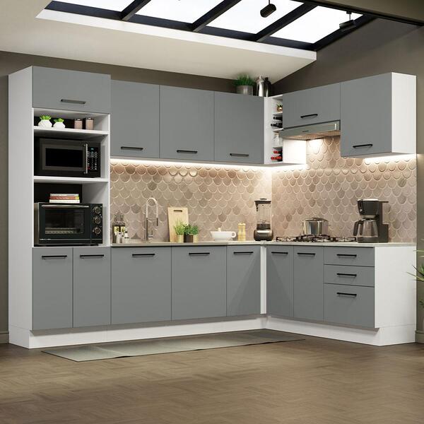 Cozinha Completa De Canto Madesa Agata 479001 Com Armário E B