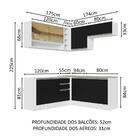 Cozinha Completa De Canto Madesa Glamy 349002 Com Armário E B