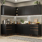 Cozinha Completa De Canto Madesa Reims 382002 Com Armário E B