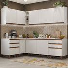 Cozinha Completa De Canto Madesa Reims 382002 Com Armário E B