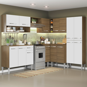 Cozinha Completa De Canto Reto Madesa Emilly 417 Com Armario E Balcao 15 Portas 1 Gaveta Leroy Merlin