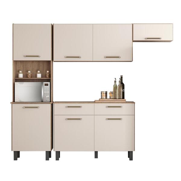 Cozinha Completa Filadélfia Com Armário E Balcão Amêndoa Off