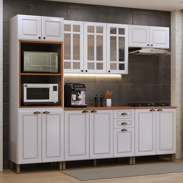 Cozinha Completa Firenze 14 Portas 2 Gavetas Com Vidro 6171.1