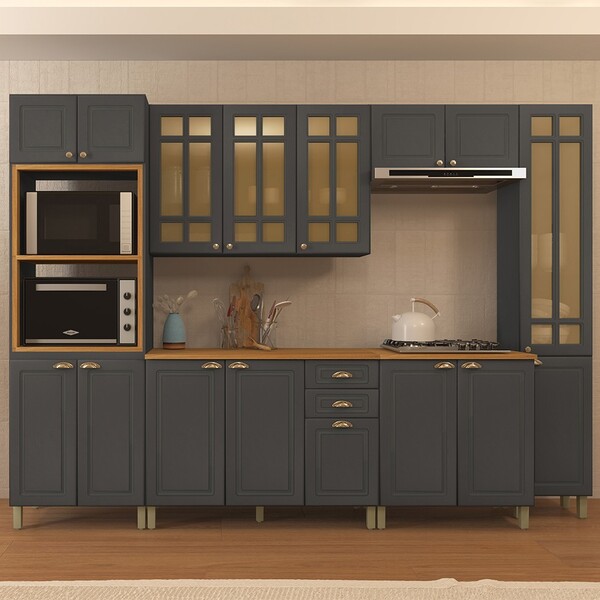 Cozinha Completa Firenze 16 Portas 2 Gavetas Com Vidro 6171.1