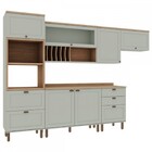Cozinha Completa Iluminata 7 Portas 4 Gavetas Verde Mint - Ge