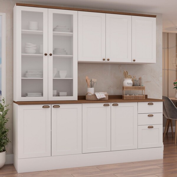 Cozinha Completa Iluminata 9 Portas 3 Gavetas 100% Mdf Com Vi