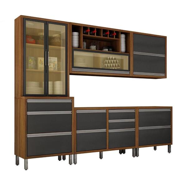 Cozinha Completa Jade 5 Peças Com Cristaleira Chf Carvalho Gr