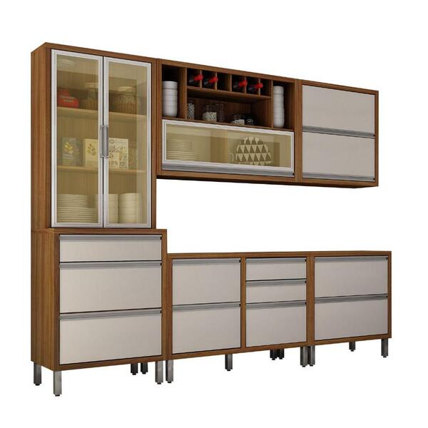 Cozinha Completa Jade 5 Peças Com Cristaleira Chf Carvalho Of