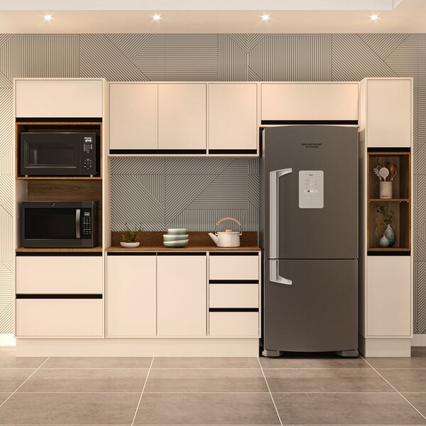 Cozinha Completa Koya 10 Portas 4 Gavetas Branco/creme - Poli
