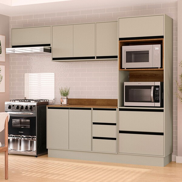 Cozinha Completa Koya 8 Portas 4 Gavetas 40250047 Verde Oliva